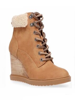 DV Dolce Vita Tan Lace Up Wedge Booties Size 9.5 Women’s Boots NEW